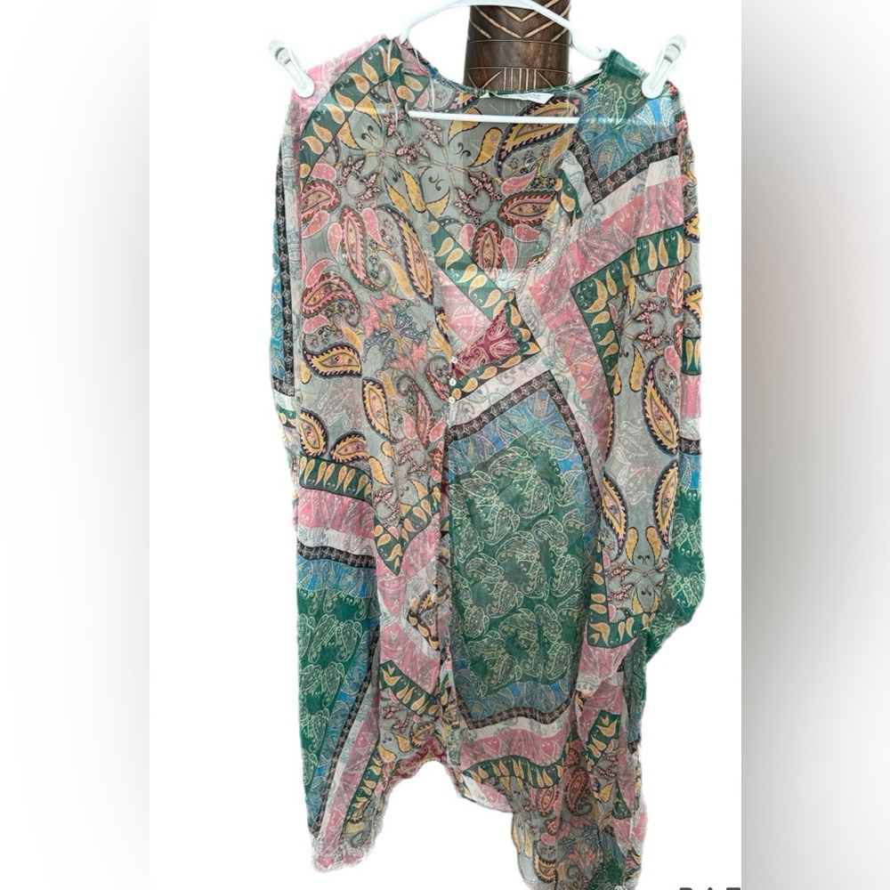 Zara Sheer Cardigan Long Line Boho Kimono Paisley Medium size
